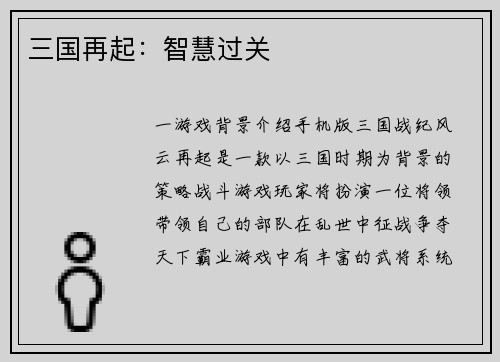 三国再起：智慧过关